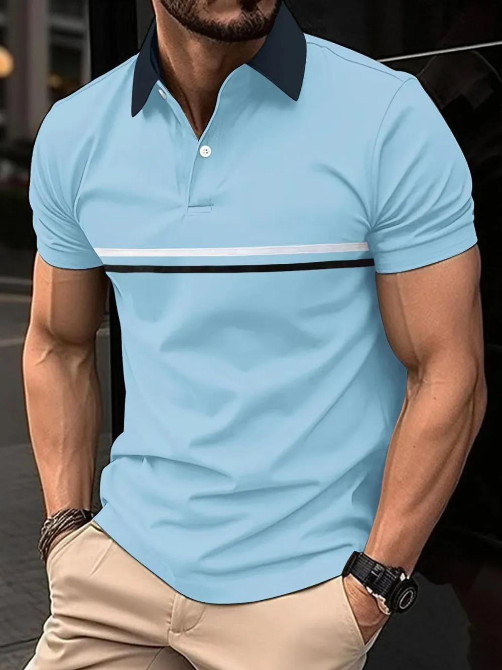 Men's Full Size Collared Neck Short Sleeve Polo Plus Size, image 2