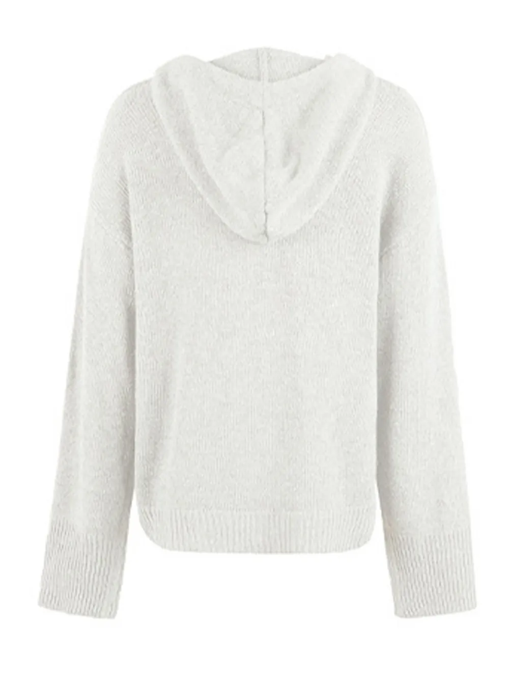 Drawstring Button Up Hooded Cardigan, image 9