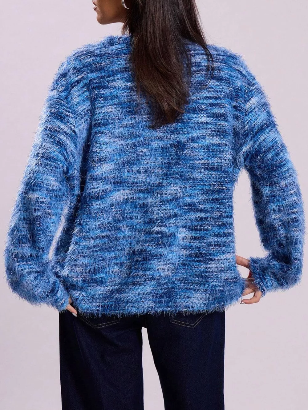 Chunky Knit V-Neck Button-Up Cardigan, image 3