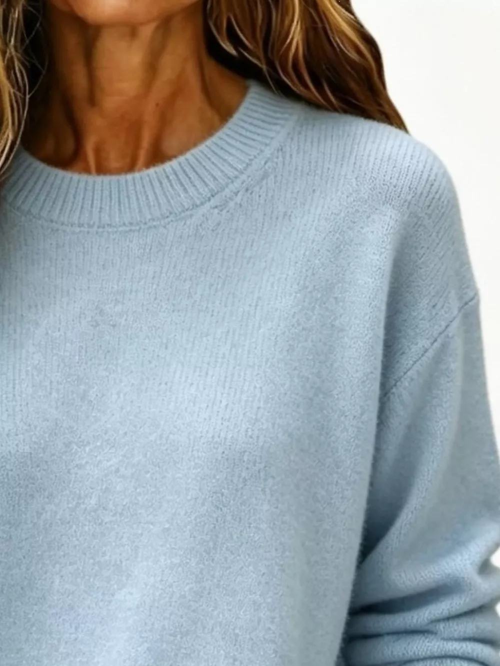 Full Size Round Neck Dropped Shoulder Sweater Plus Size, image 18