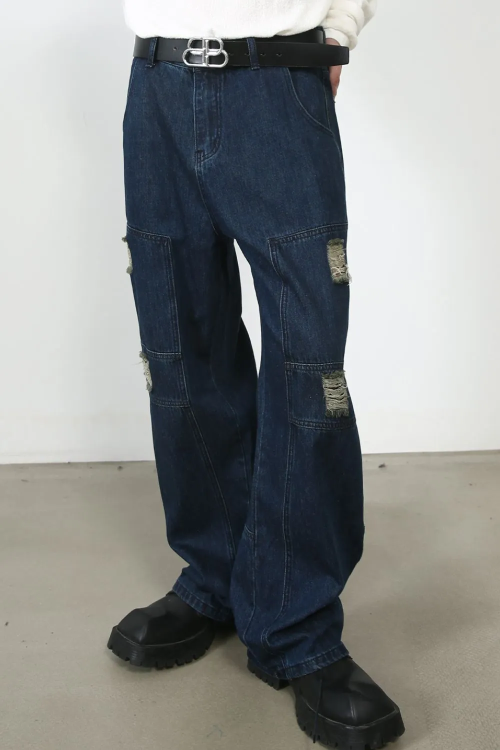 Men's Distressed Jeans with Pockets, image 4