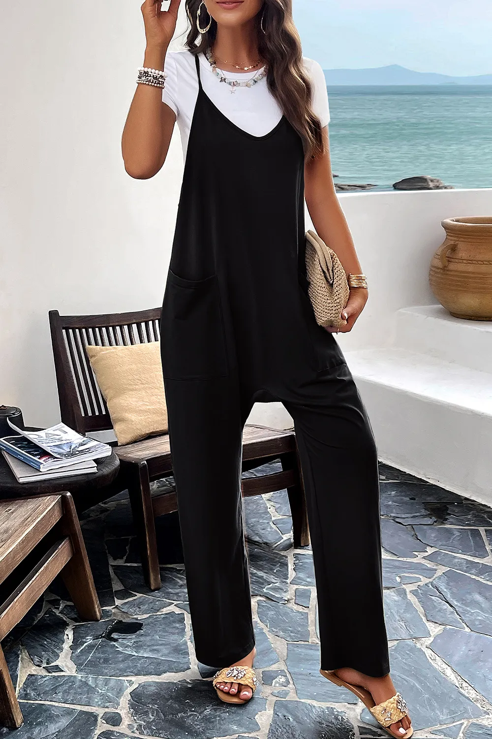 Pocketed Spaghetti Strap Overalls, image 6