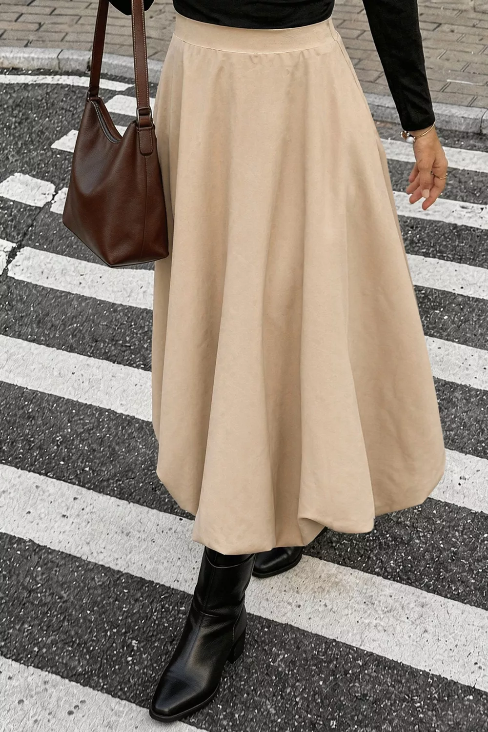 High-Waisted A-Line Midi Skirt, image 6