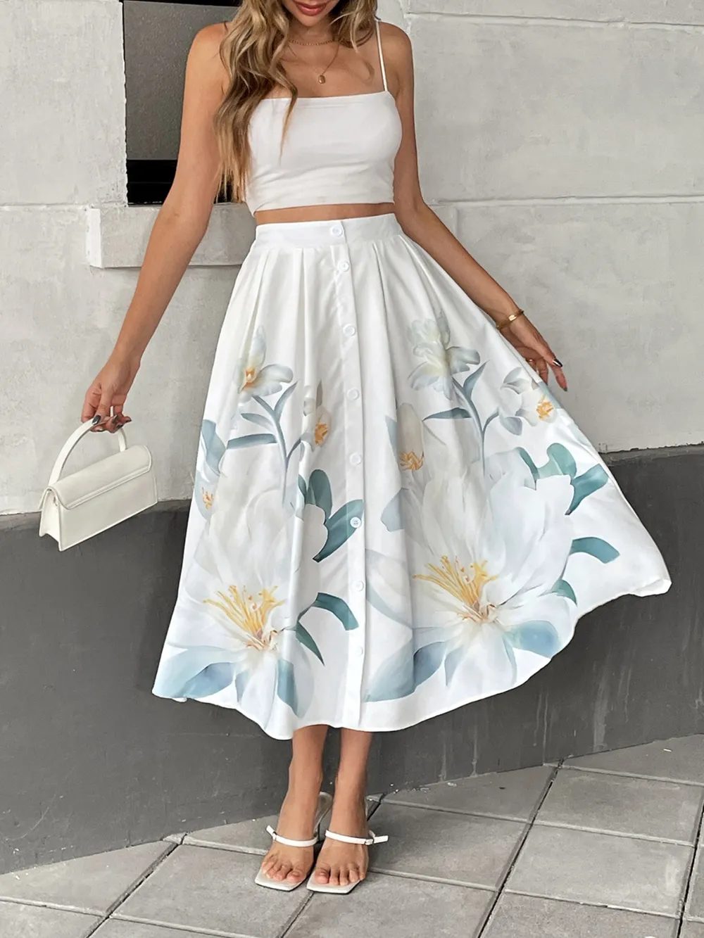 Floral Print Midi Skirt, image 2