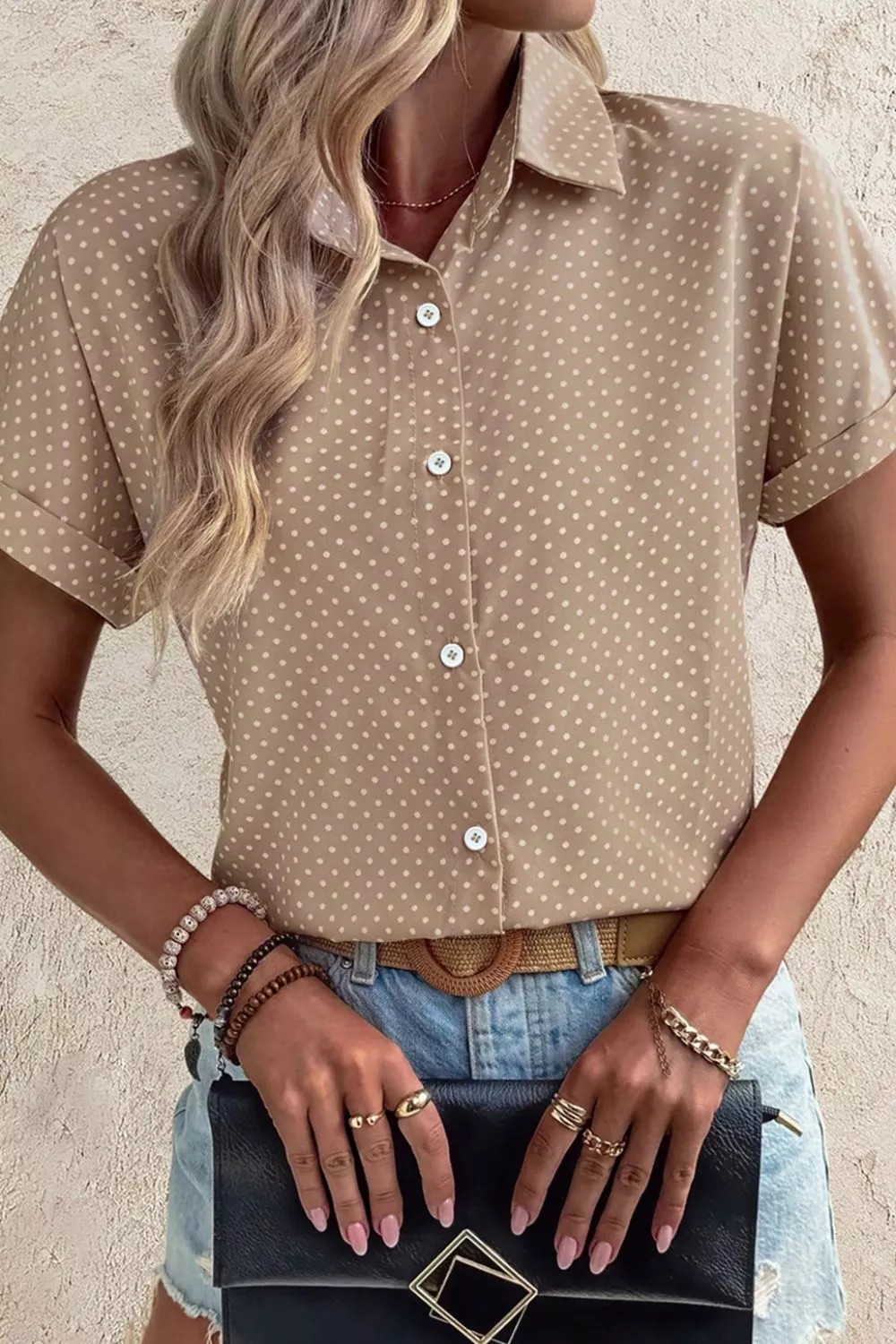 Polka Dot Print Short Sleeve Shirt, image 5