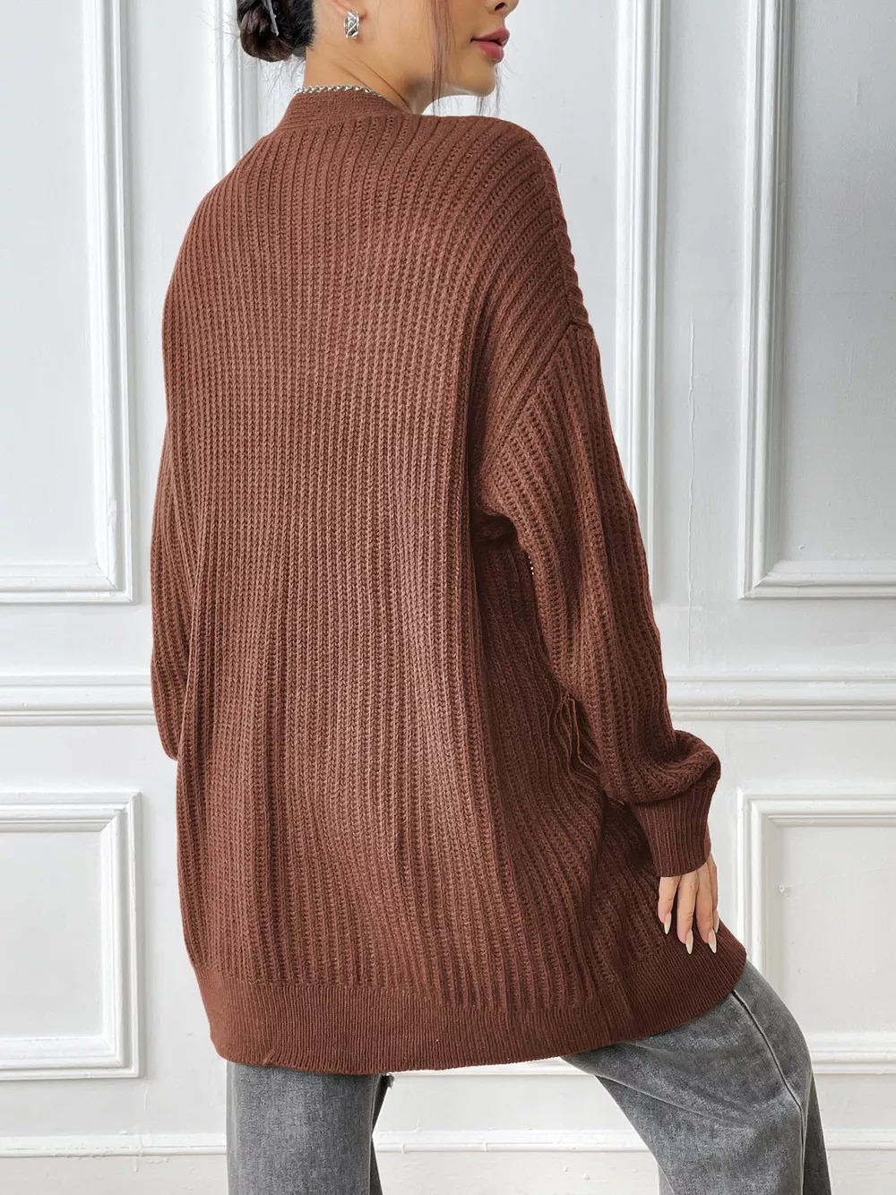 Open Front Drop Shoulder Cardigan, image 16