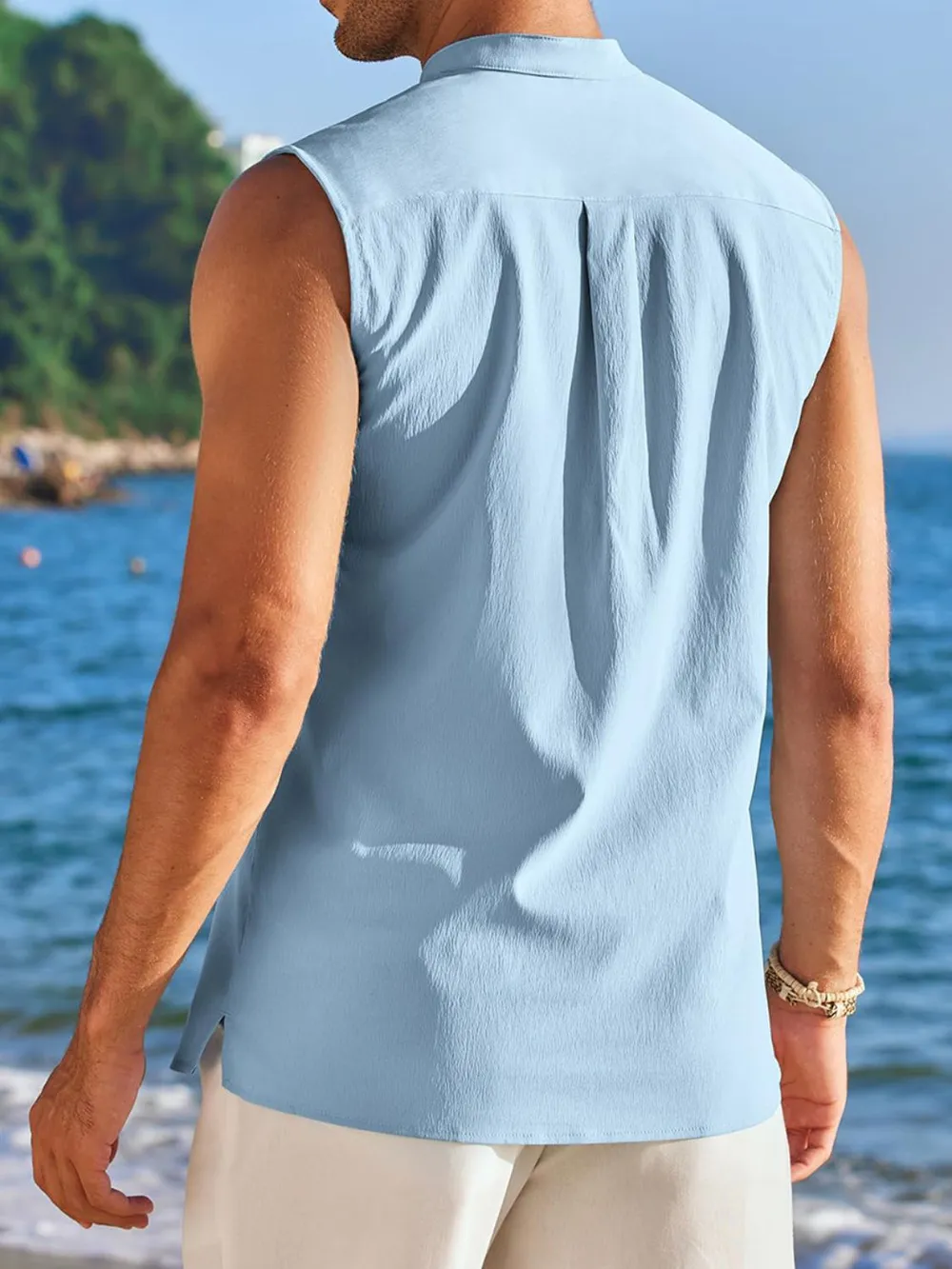 Men's Full Size Button Detail Tank Plus Size, image 3