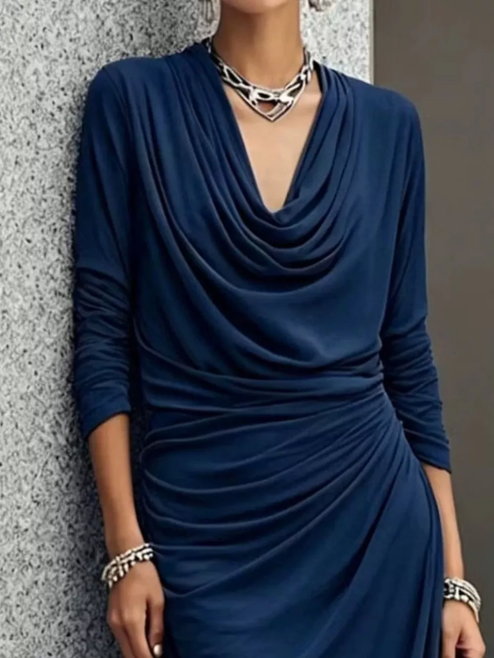 Cowl Neck Long Sleeve Maxi Dress, image 6