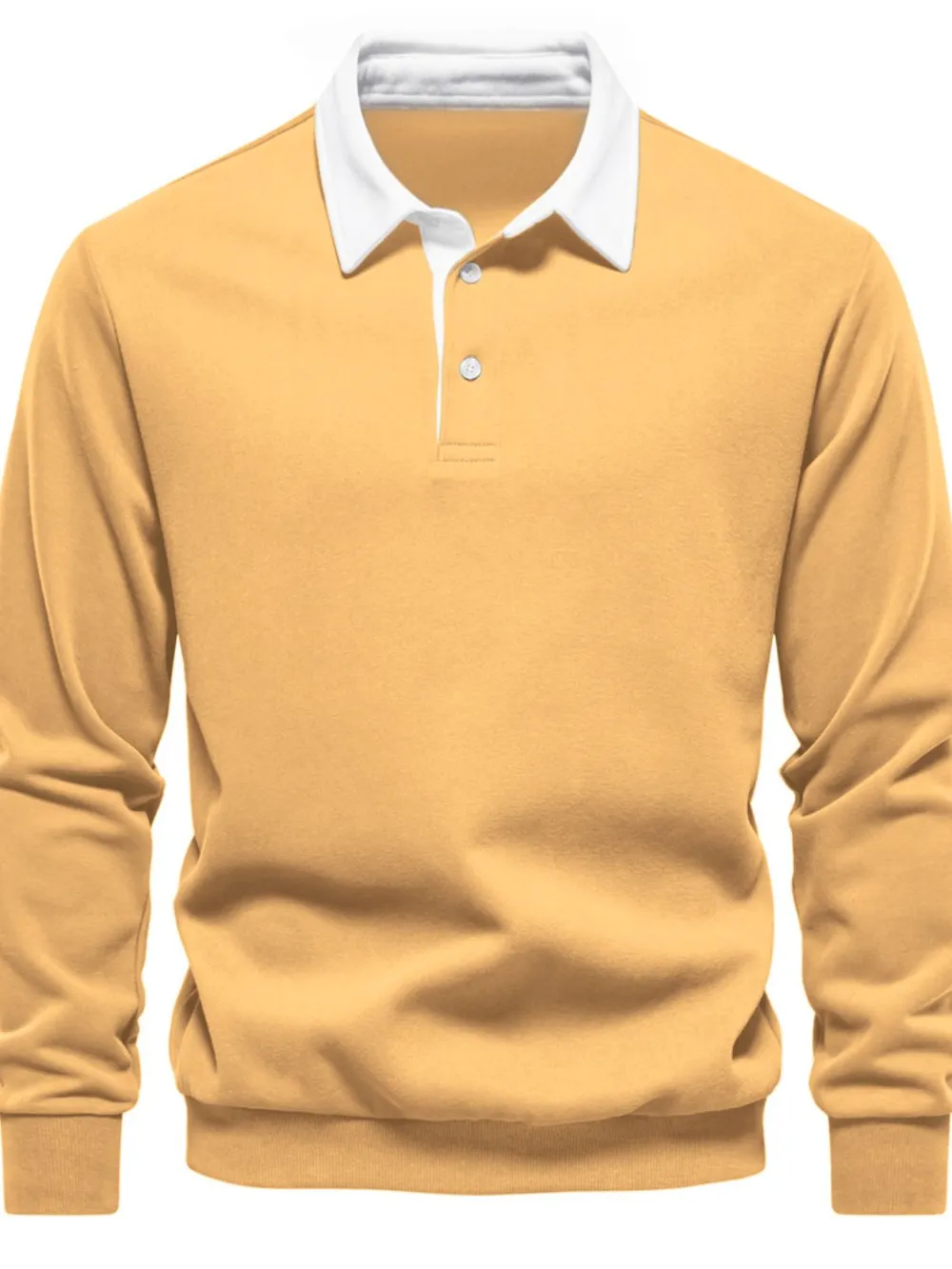 Men's Quarter Button Collared Neck Long Sleeve Polo, image 11