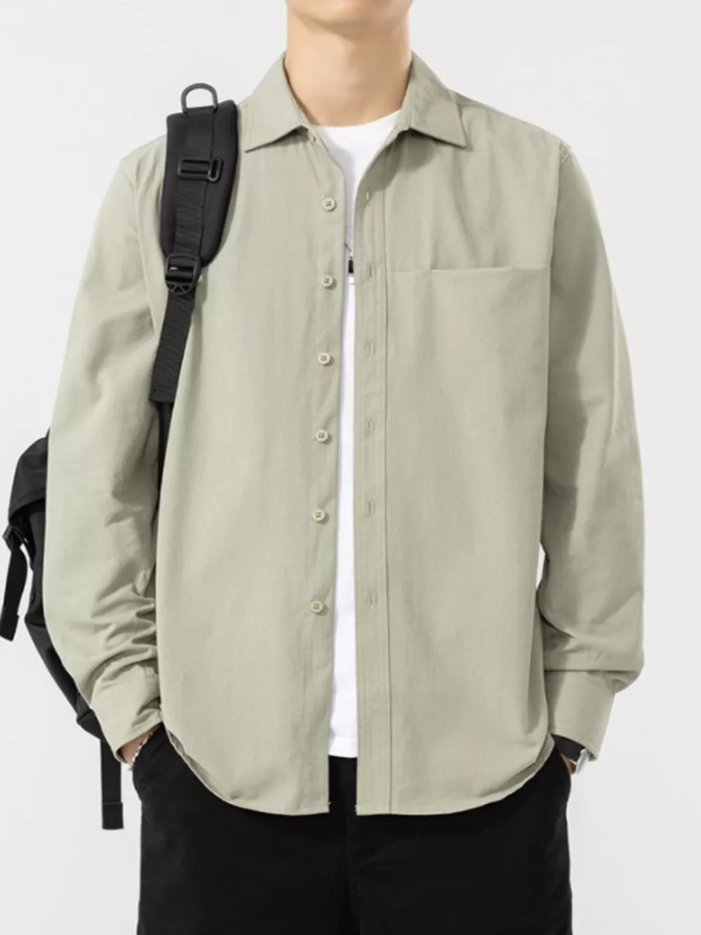 Men's Plus Size Button Up Long Sleeve Shirt