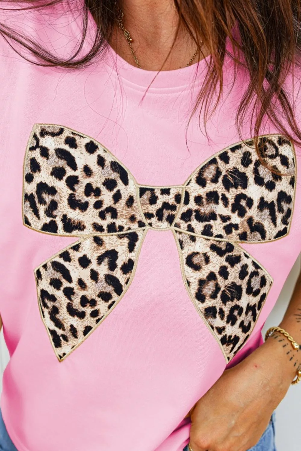 Leopard Bow Graphic Relaxed Fit T-Shirt, image 2
