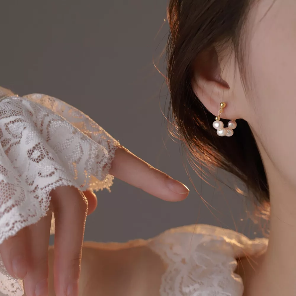 Freshwater Pearl Hoop Earrings, image 2