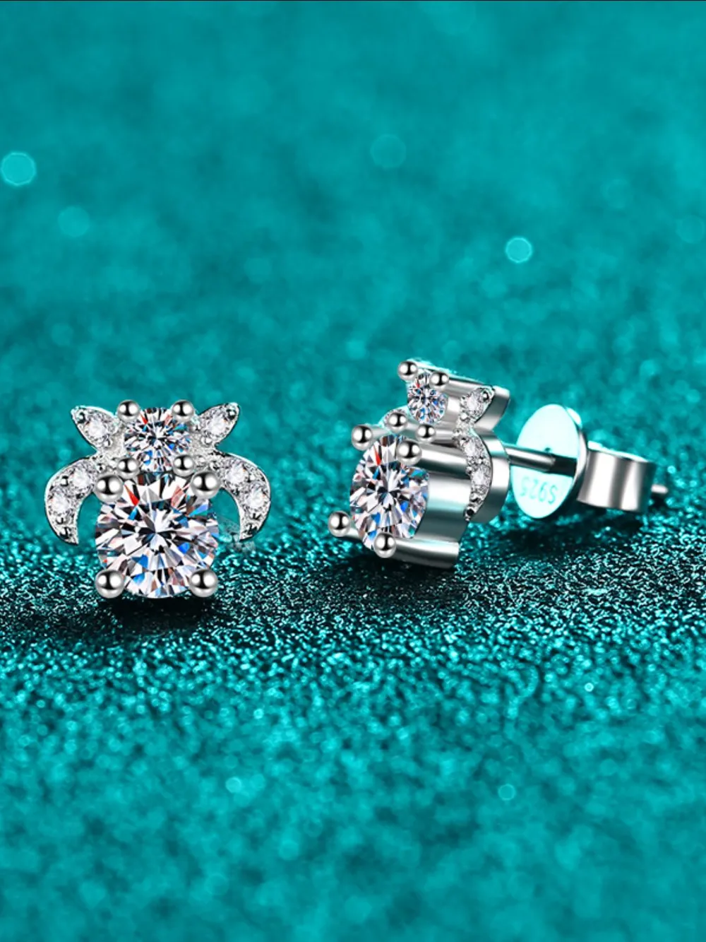 1 Carat Moissanite 925 Sterling Silver Stud Earrings, image 2