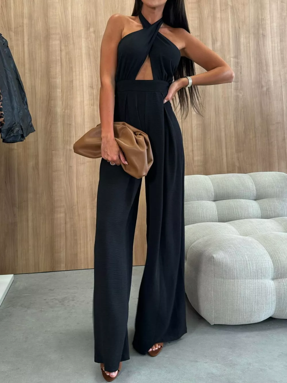 Halter Neck Cut-Out Wide-Leg Jumpsuit, image 13