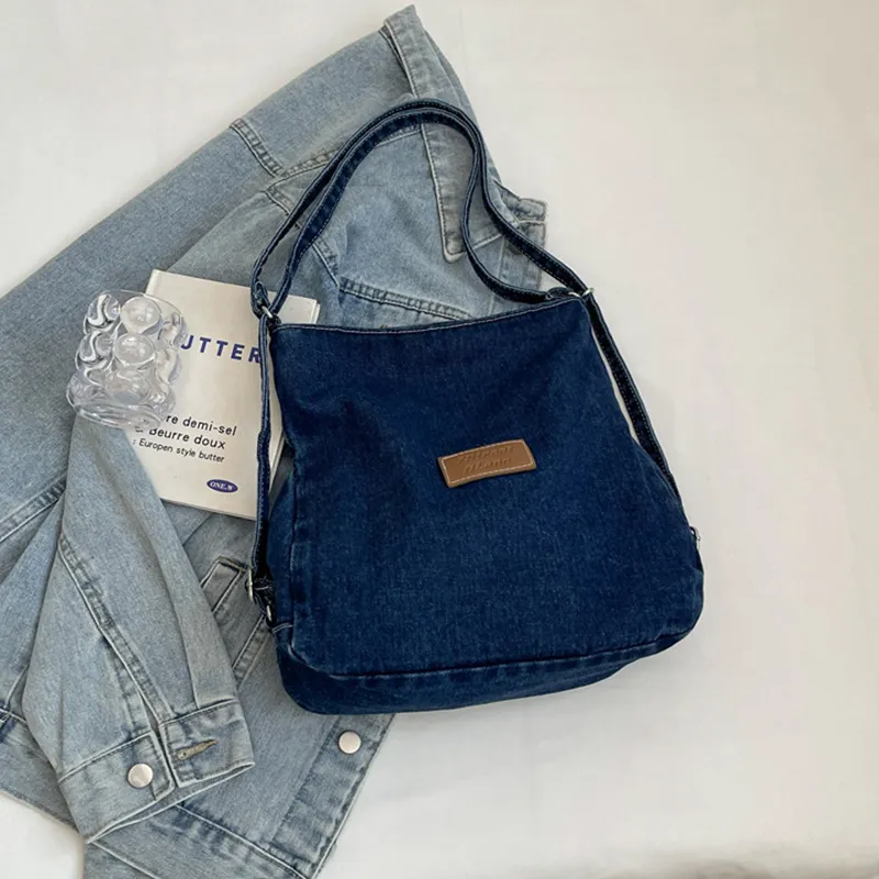 Adjustable Strap Denim Shoulder Bag, image 15