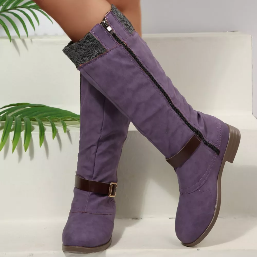 Round Toe Block Heels Boots, image 2