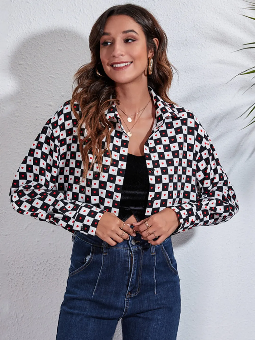 Button Down Printed Cropped Jacket, image 19