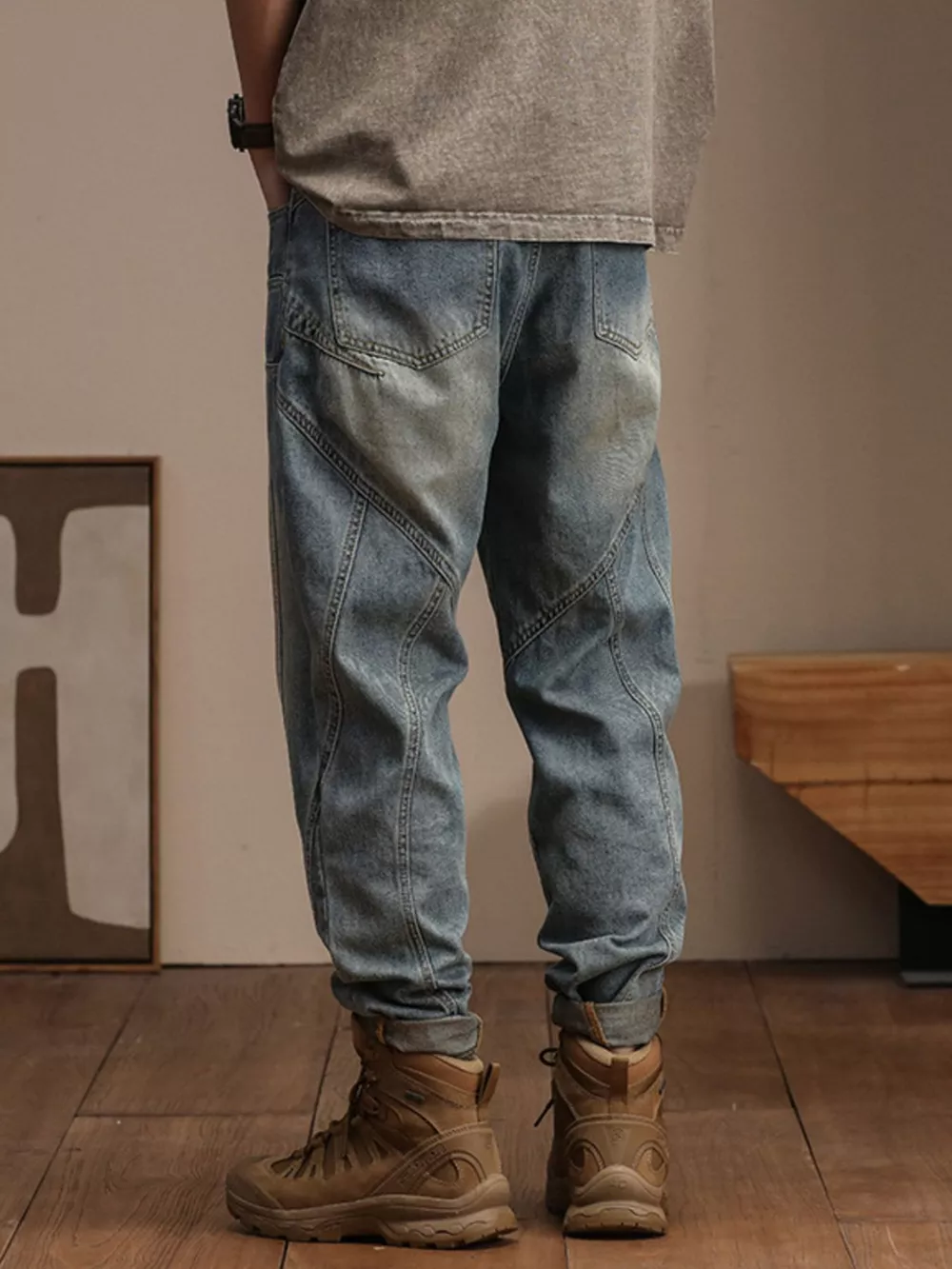 Men's Vintage Wash Relaxed Fit Jeans, image 7