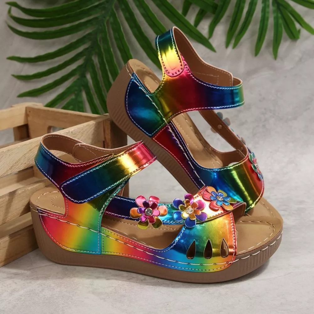 Floral Embellished Wedge Sandals, image 13