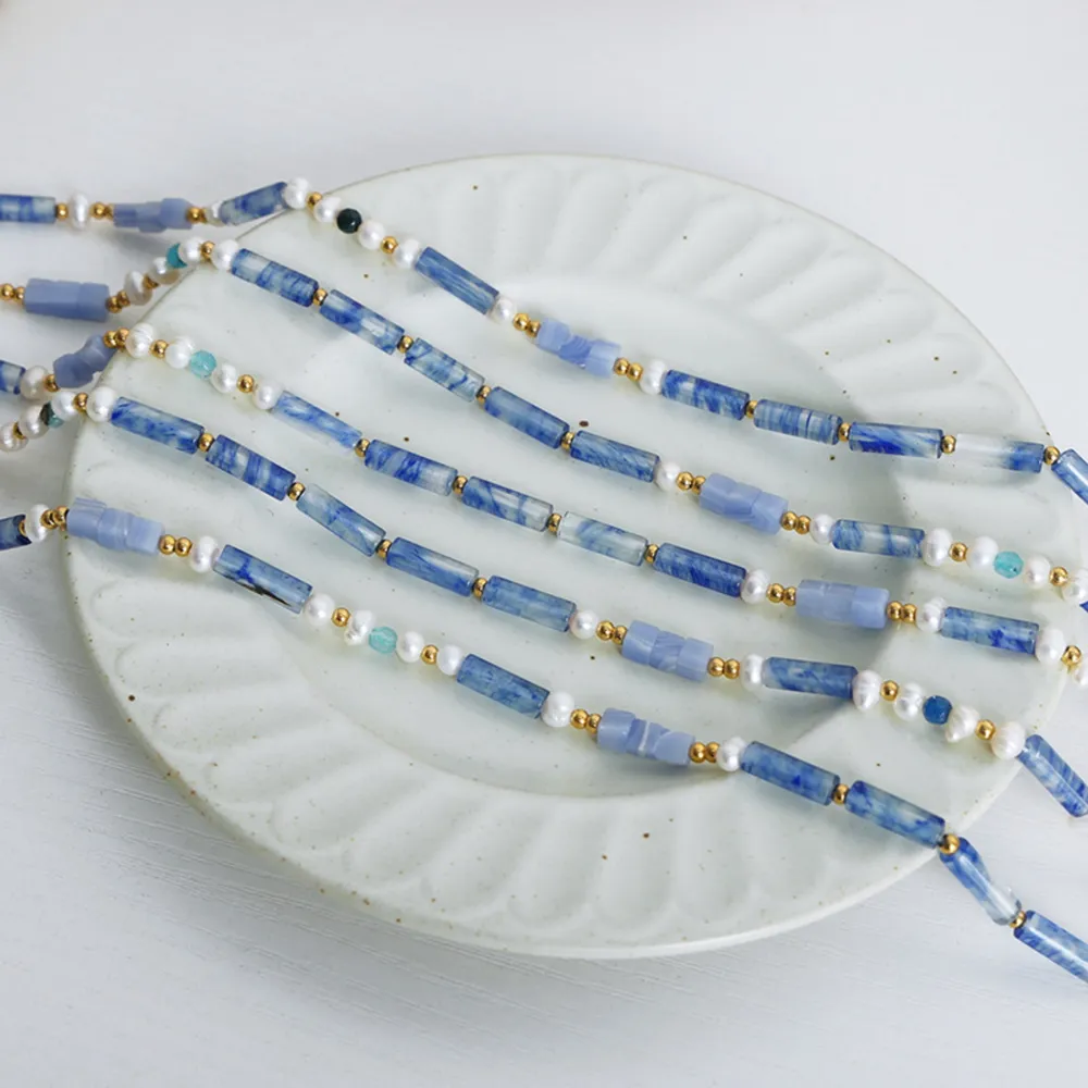 Freshwater Pearl Titanium Steel Geometric Bead Necklace, image 6