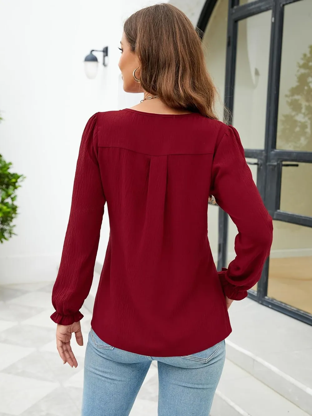 Notched Flounce Sleeve Blouse, image 12