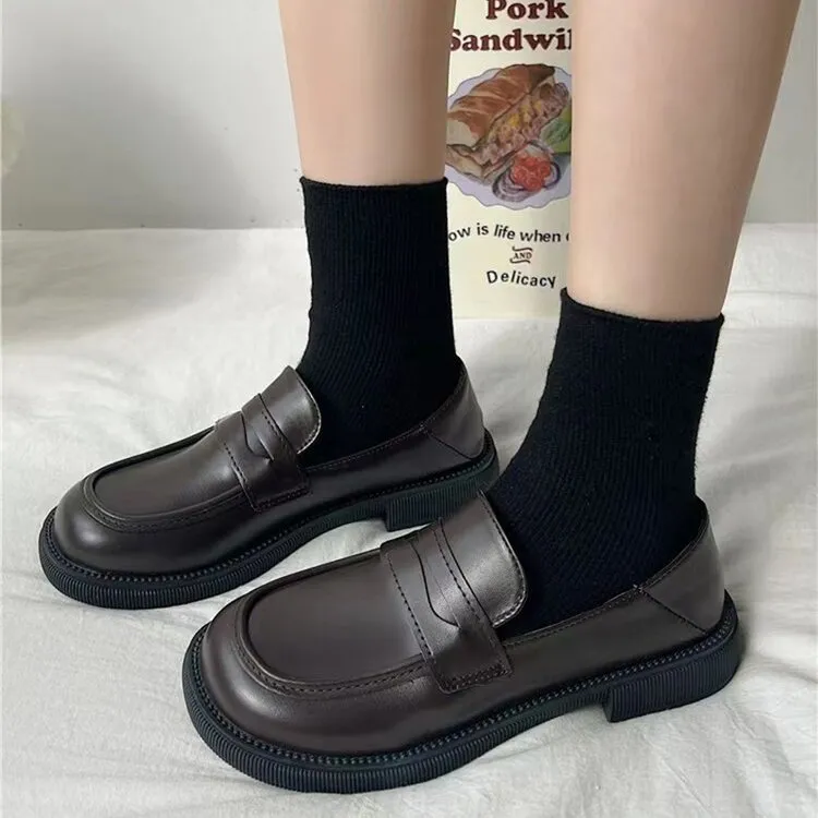 Round Toe Leather Loafers, image 5
