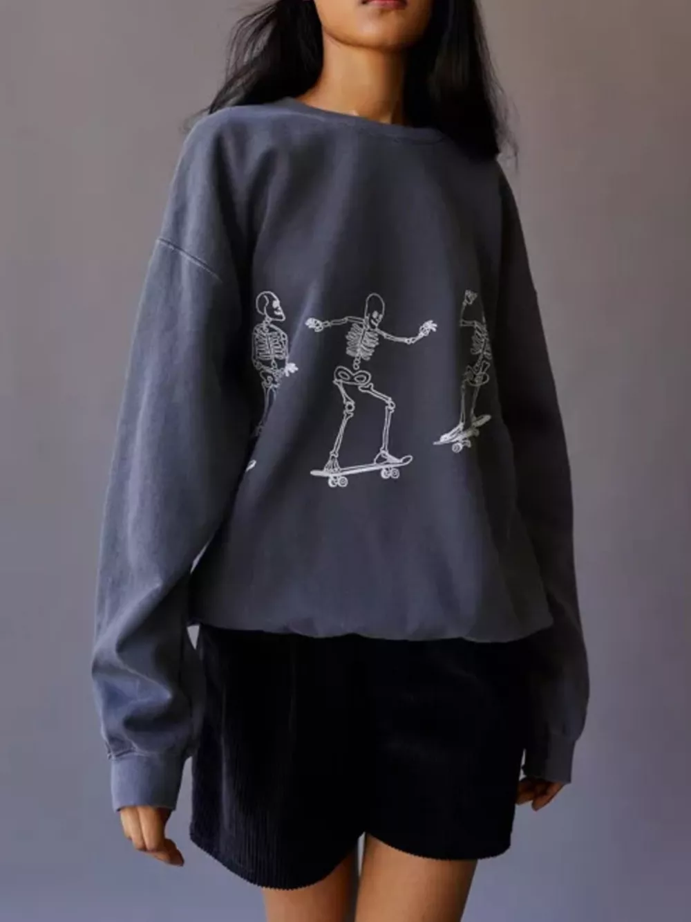 Skeleton Graphic Round Neck Sweatshirt, image 5