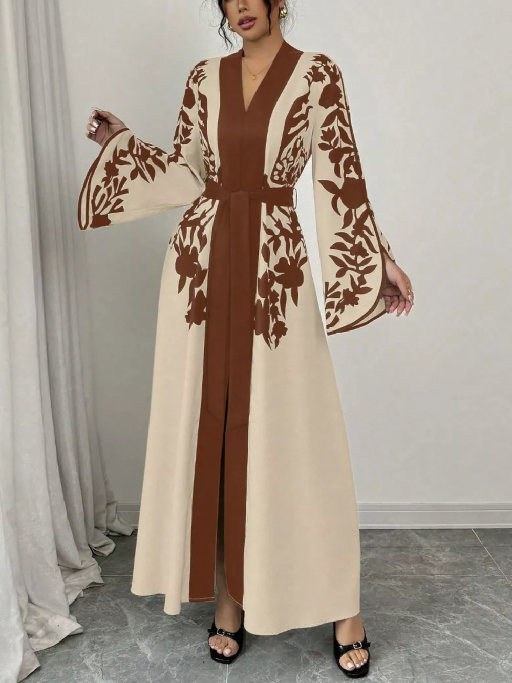 Printed Tie Waist Maxi Dress, image 19