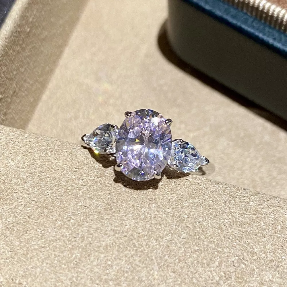 925 Sterling Silver Oval Cut Diamond Ring, image 5