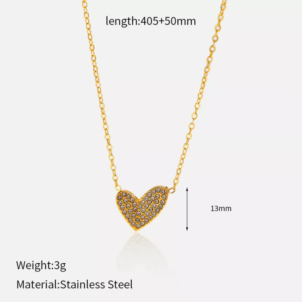 18K Gold-Plated Rhinestone Heart Necklace, image 7