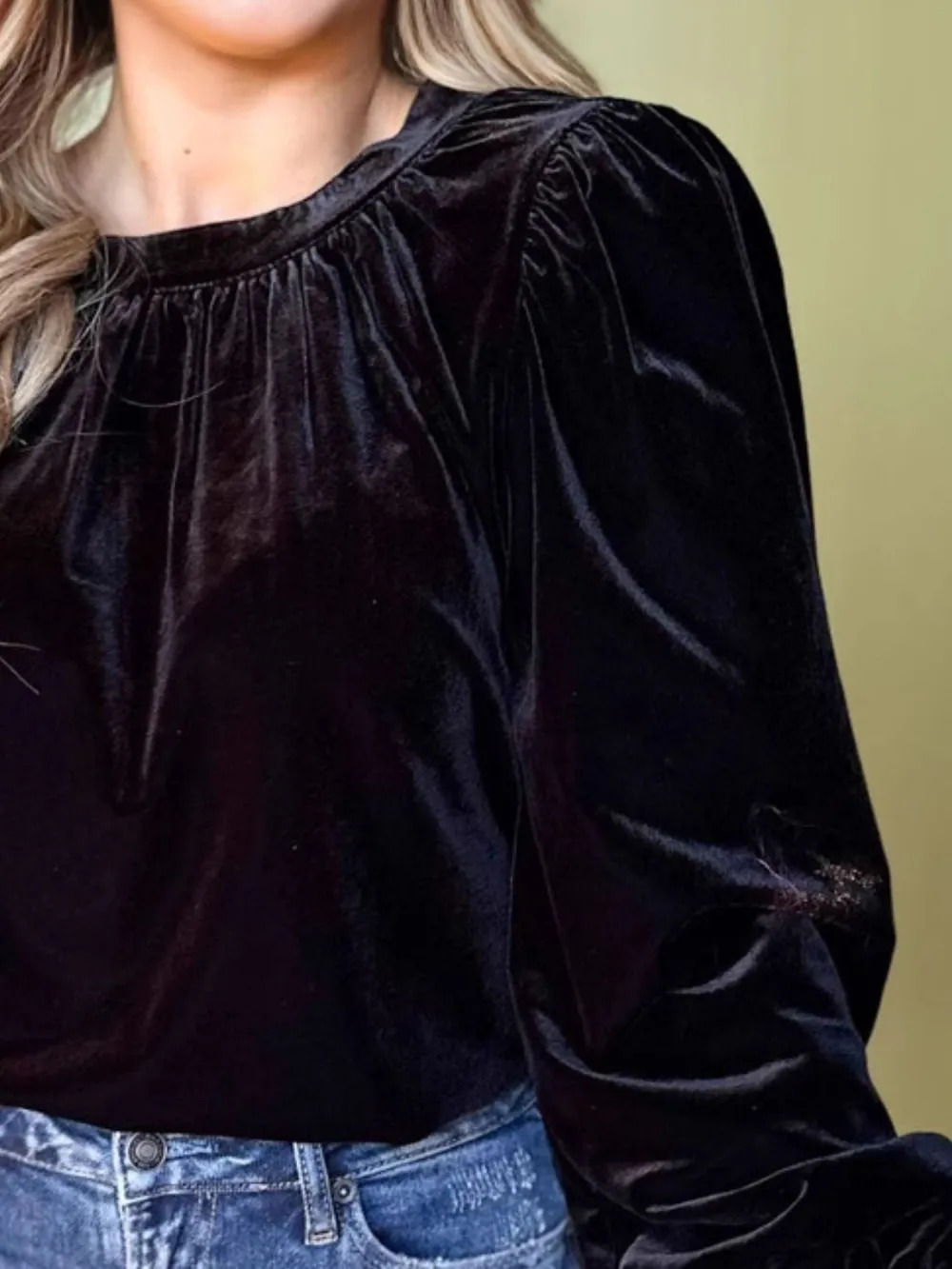 Ruched Round Neck Long Sleeve Blouse, image 10