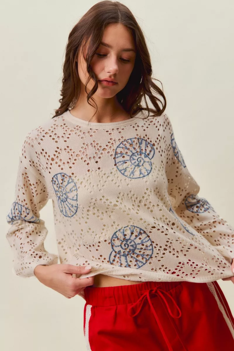 Seashell Lightweight Sweater Top, image 4