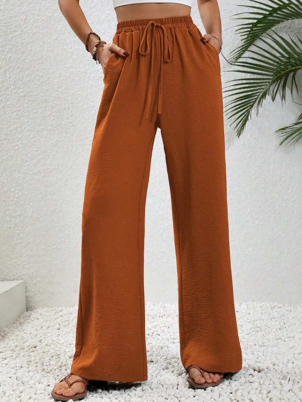 Wide Leg Drawstring Pants, image 3