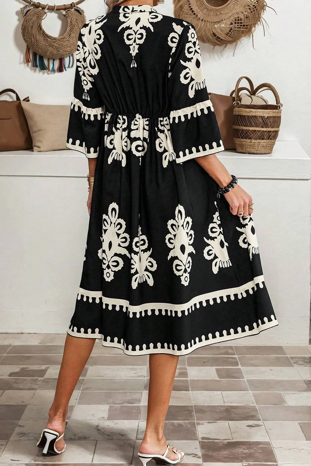 Printed Half Sleeve Knee Length Dress, image 2