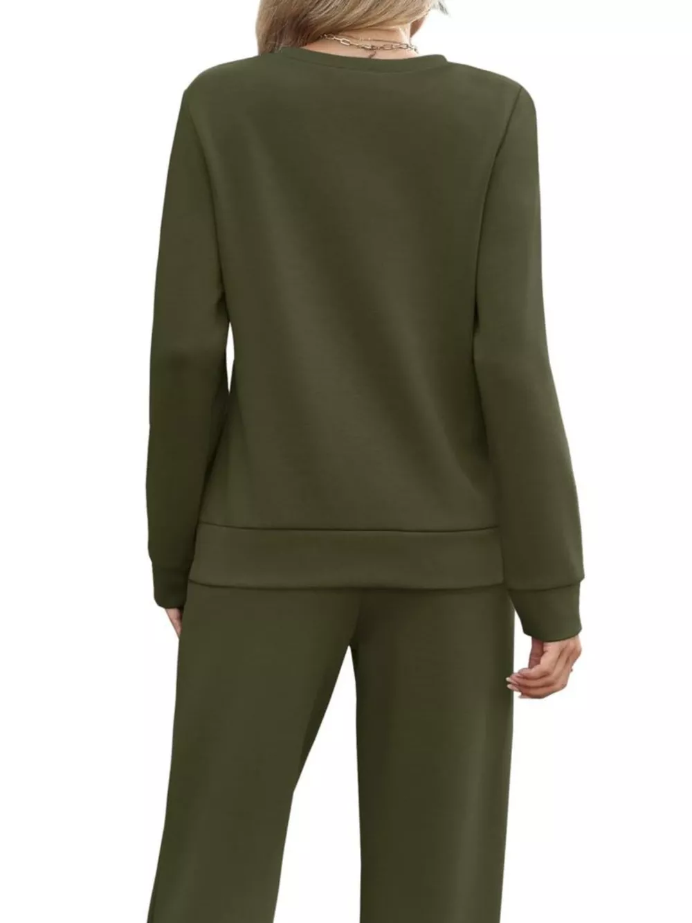 Full Size Casual Long Sleeve Top and Pants Set Plus Size, image 2