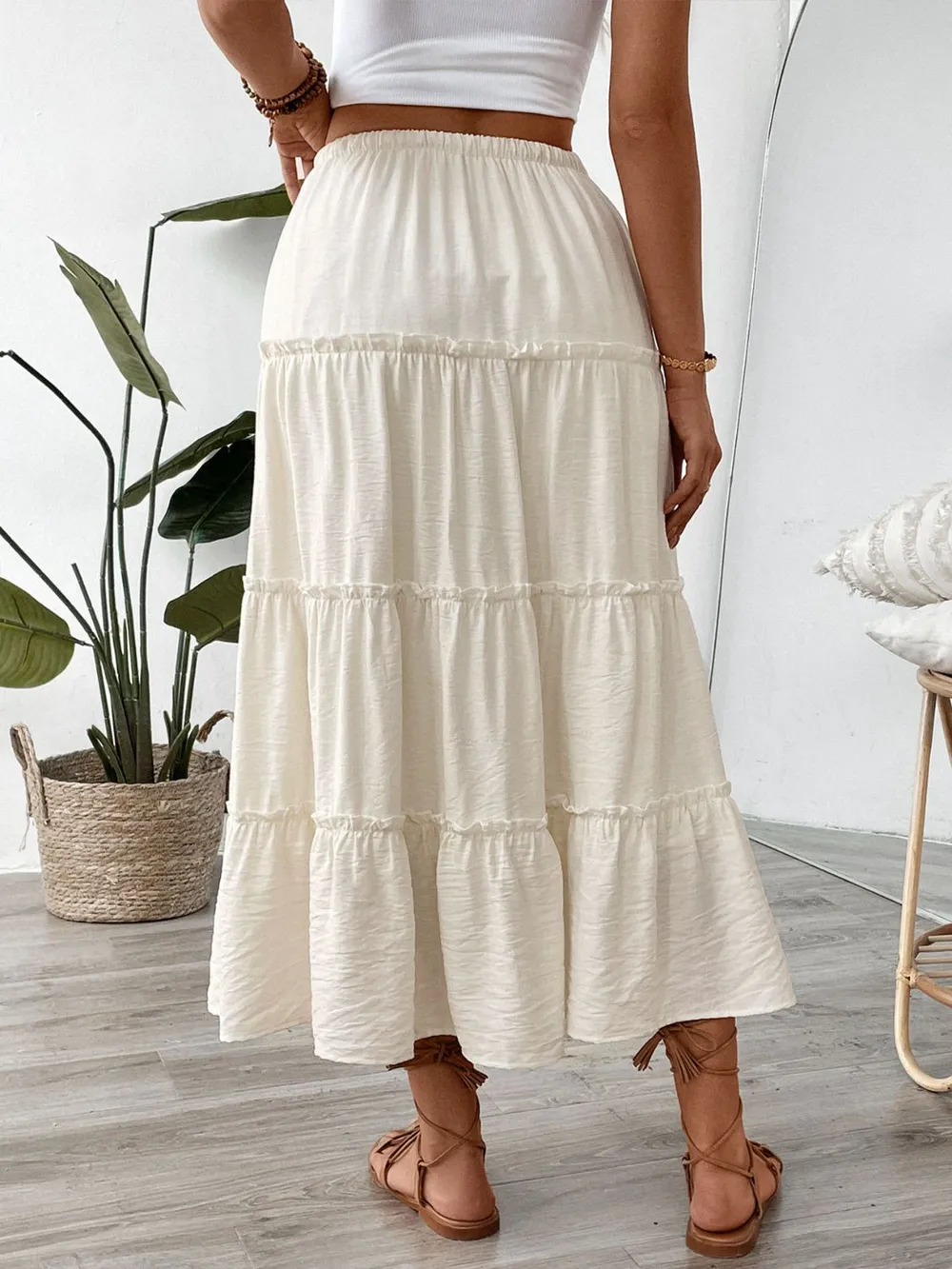 Drawstring Frill Tiered Skirt, image 2