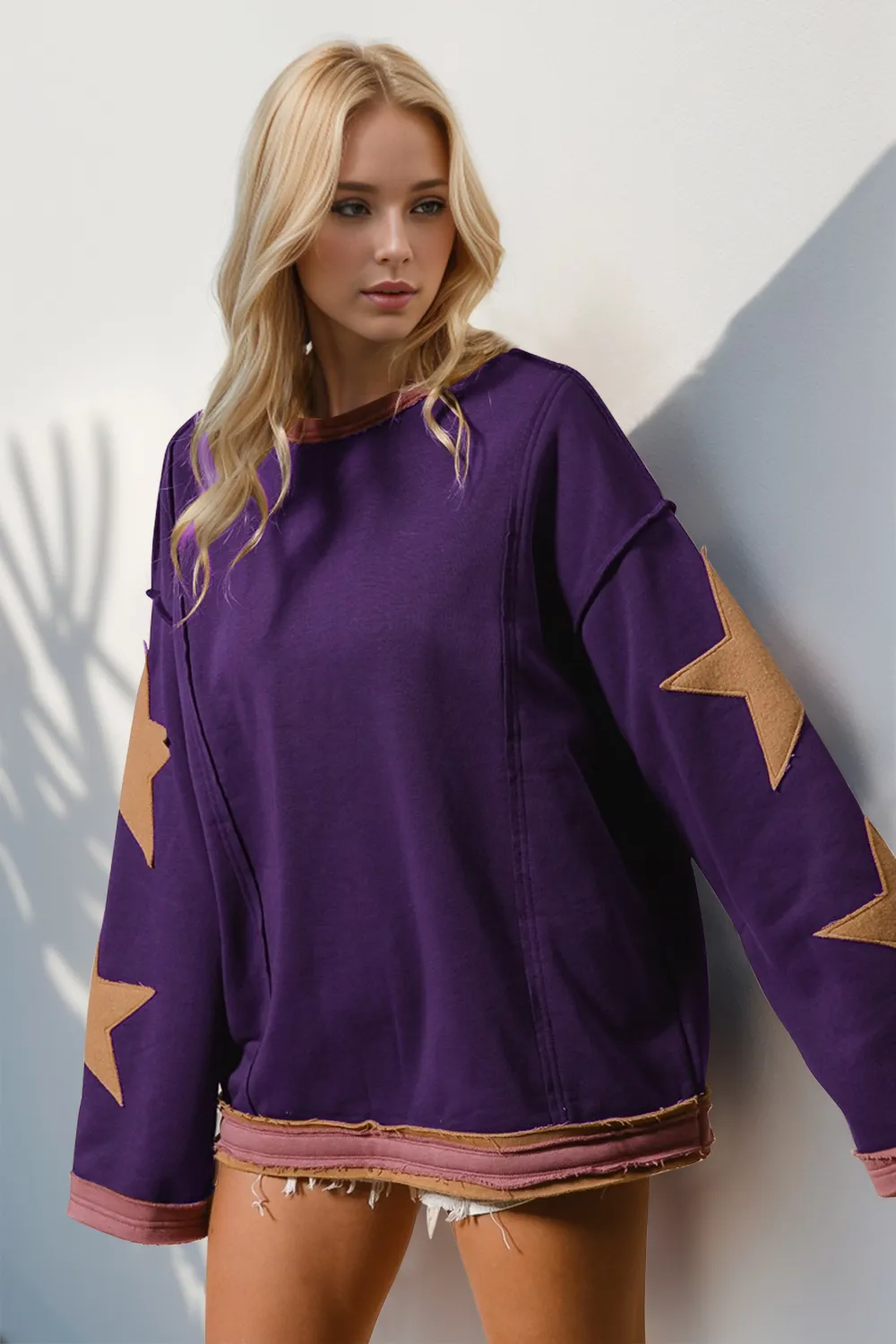 Star Patched Long Sleeve Sweatshirt, image 4