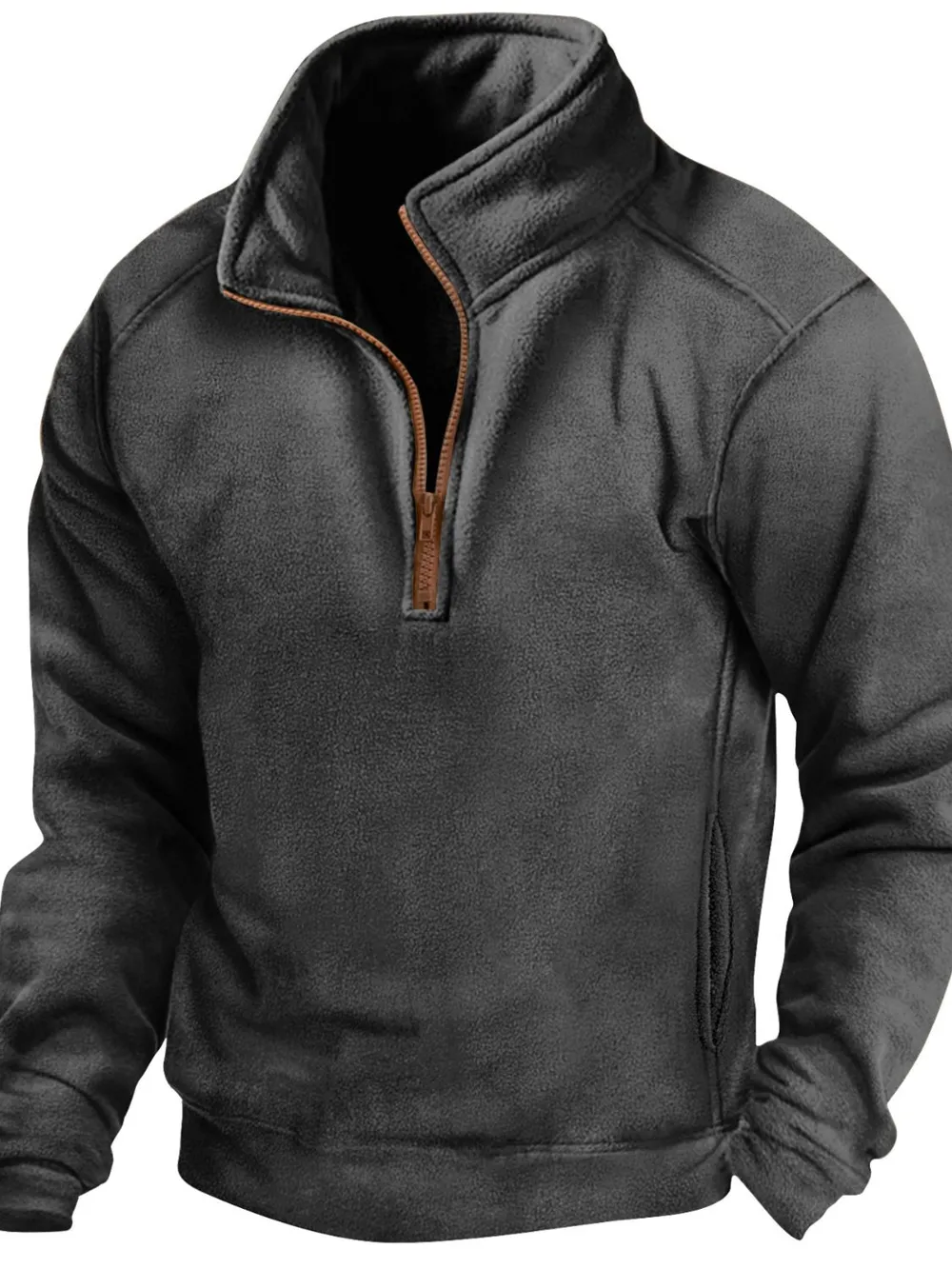 Men's Full Size Half Zip Long Sleeve Sweatshirt Plus Size, image 6