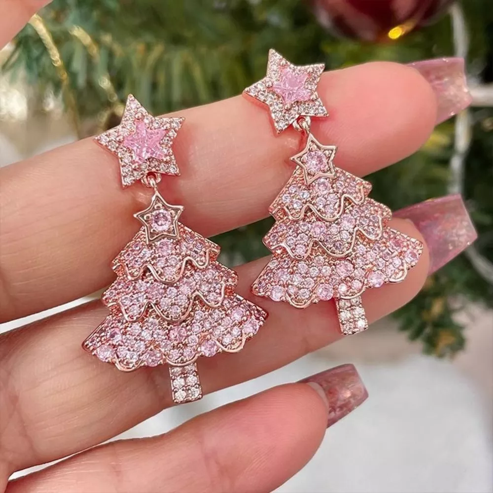 Christmas Tree Dangle Earrings, image 2