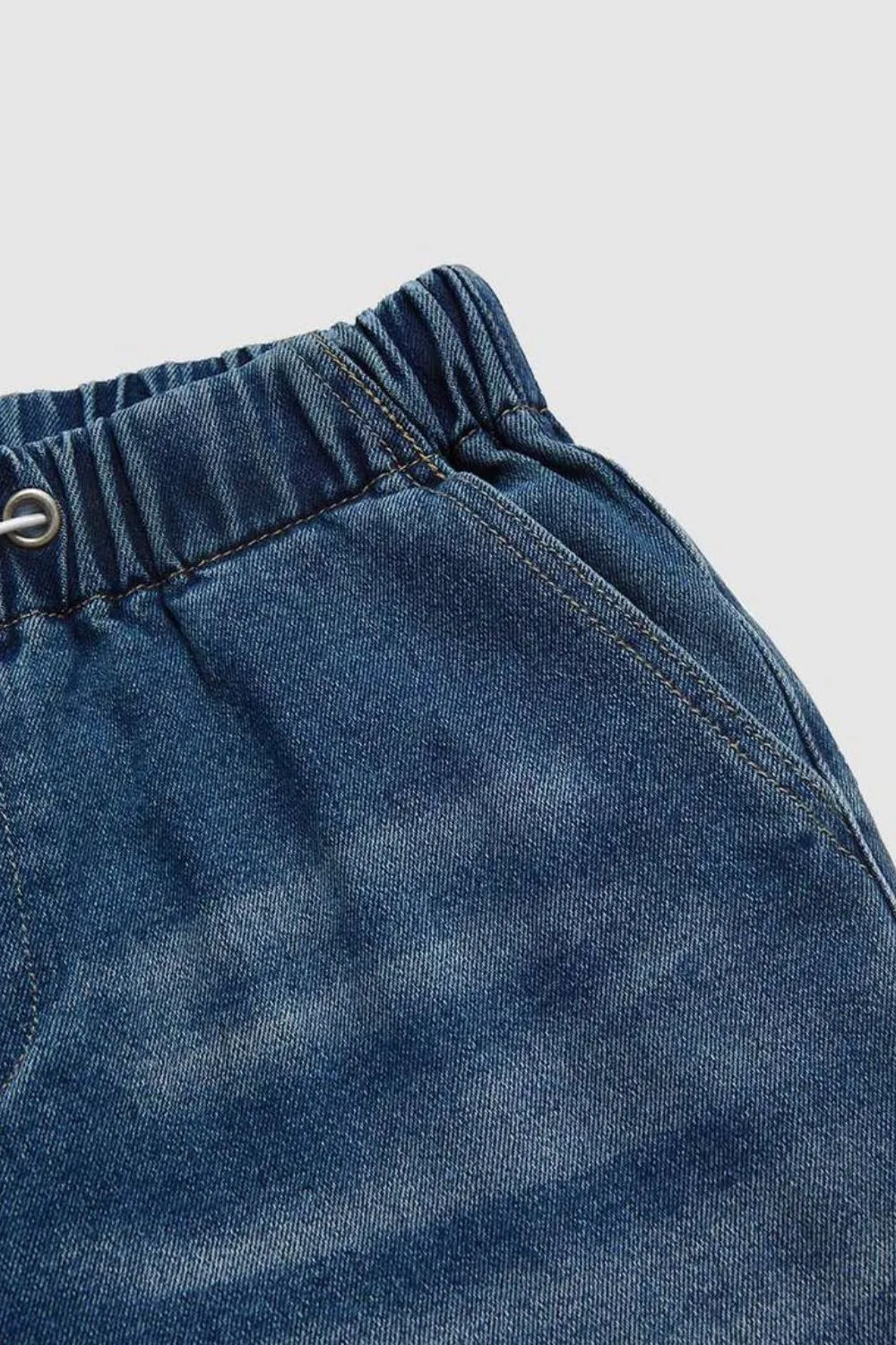 Drawstring Waist Wide Leg Shirred Jeans, image 6