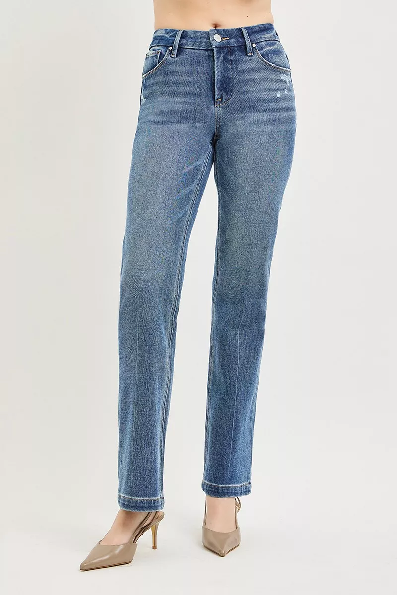 Tummy Control 4way Stretch Mid Rise Straight Crease Line, image 3