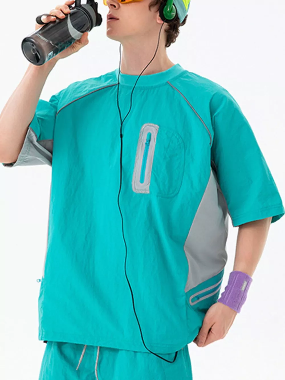 Men's Contrast Round Neck Half Sleeve Active T-Shirt, image 6