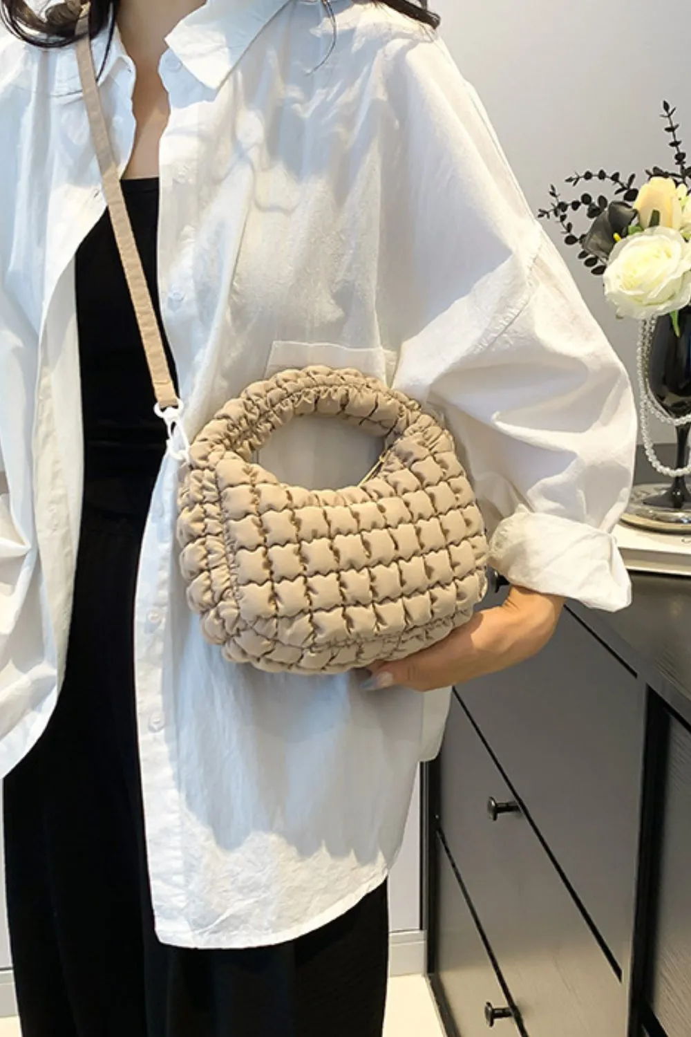Quilted Puffy Removable Strap Crossbody Bag, image 10