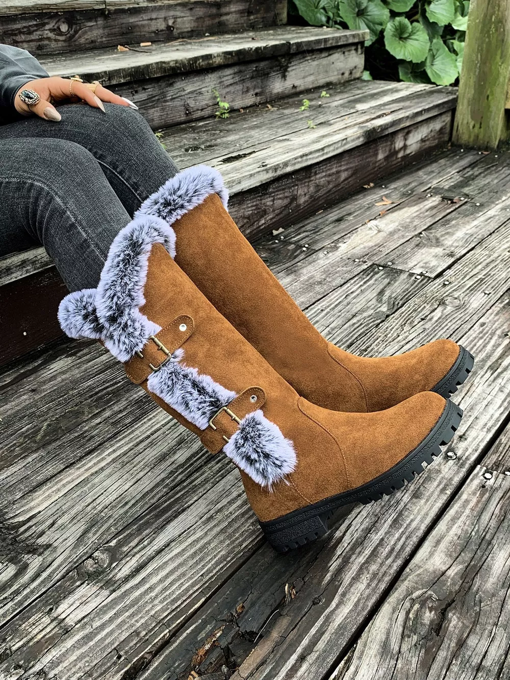 Round Toe Block Heels Boots, image 12