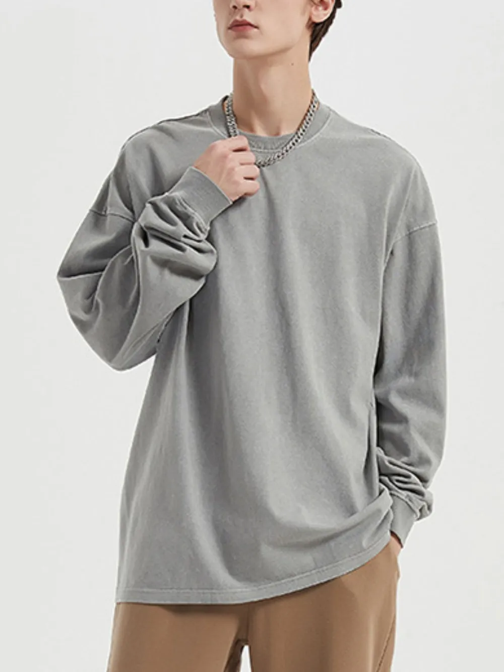 Men's Oversized Long Sleeve Casual T-Shirt, image 5