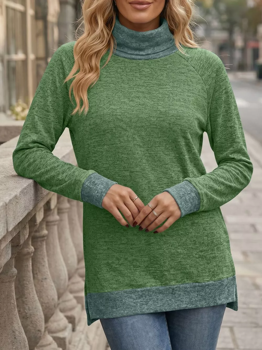 Turtleneck Raglan Sleeve T-Shirt, image 25