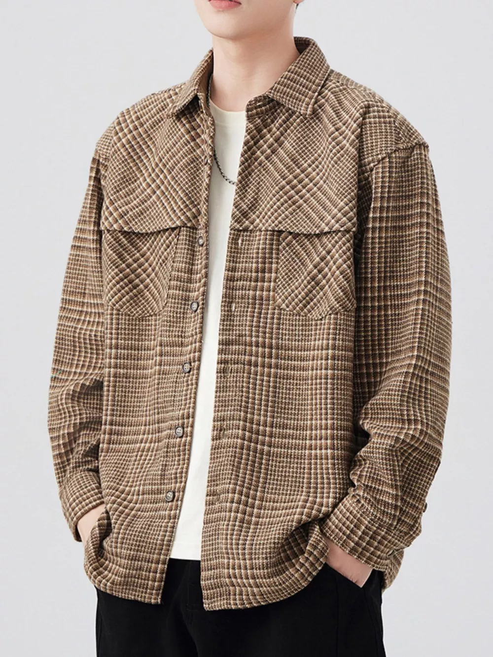 Men's Plus Size Plaid Button Up Long Sleeve Shirt, image 2