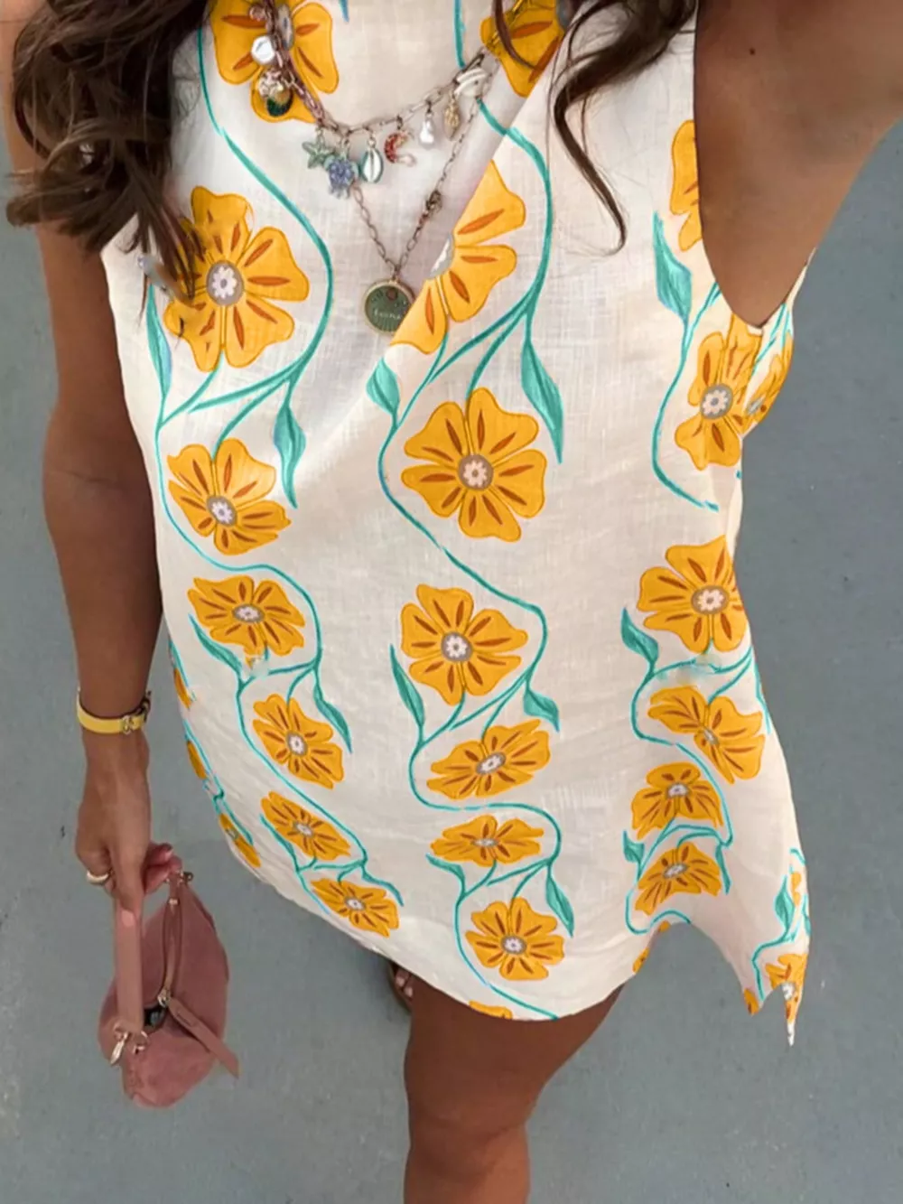 Floral Pattern Sleeveless Mini Dress, image 2