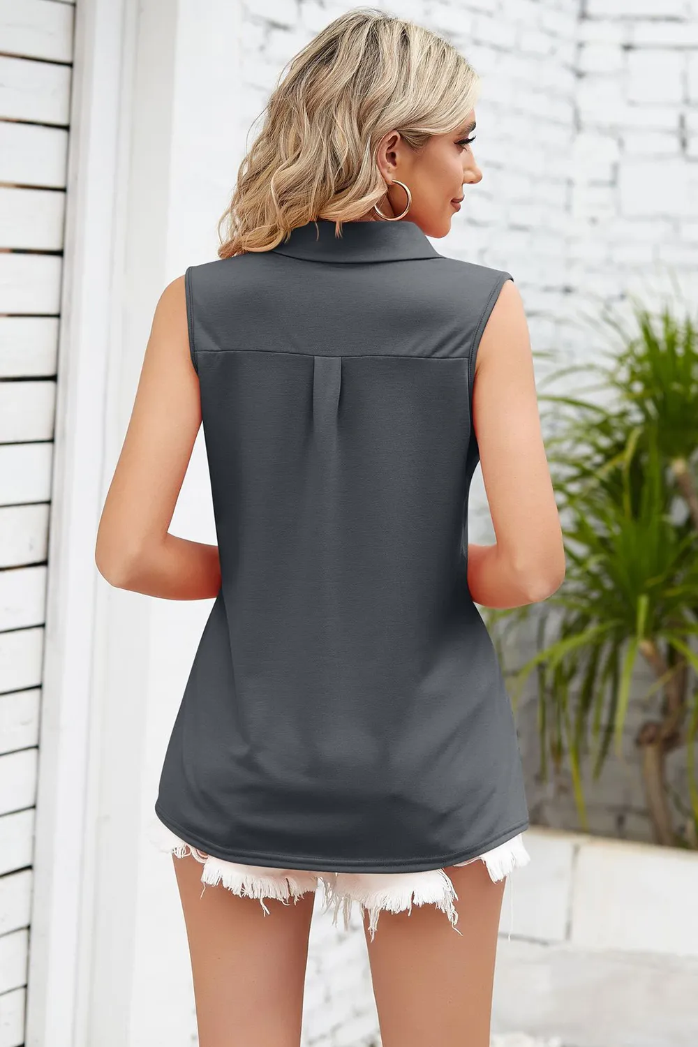 Ruched Johnny Collar Tank, image 2