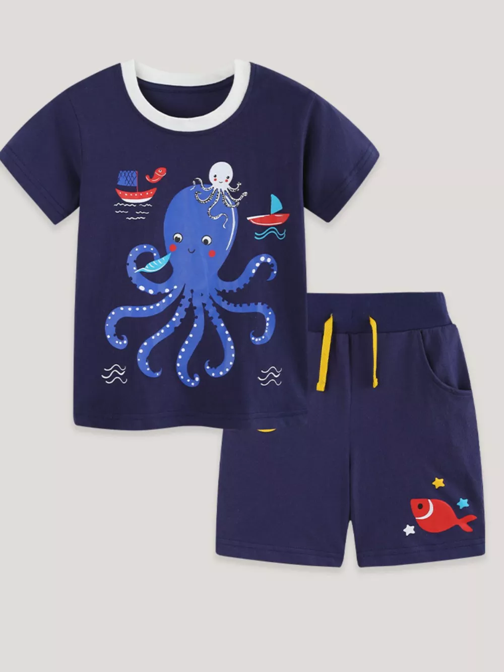 Children's Octopus Graphic Tee and Shorts Set, image 2
